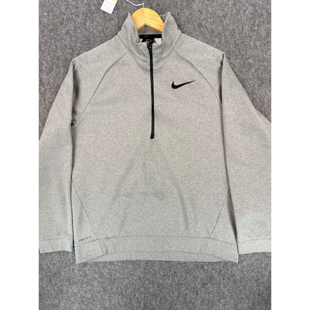 Nike Mens Dri-FIT Quarter Zip Pullover Heather Grey Training Top Medium